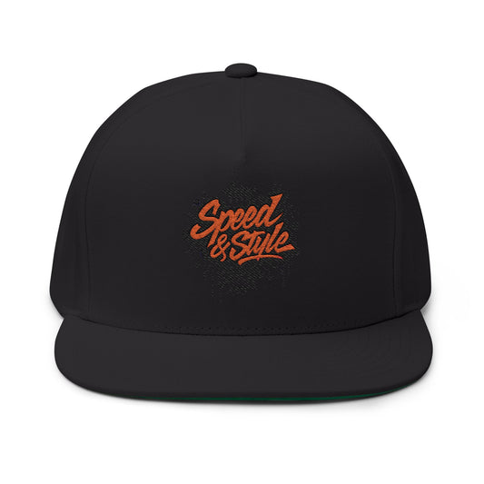 Embroidered Graffiti Logo Flat Bill Hat
