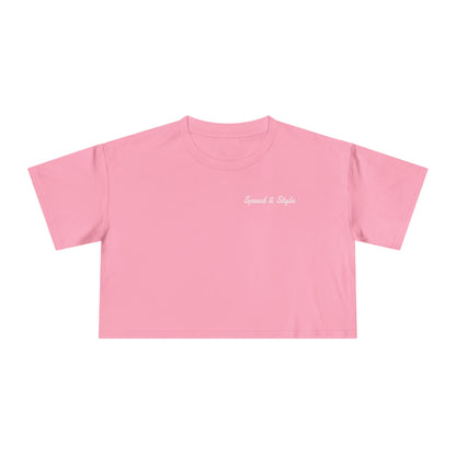 White Logo Crop Top Tee