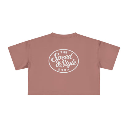 White Logo Crop Top Tee