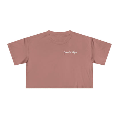 White Logo Crop Top Tee