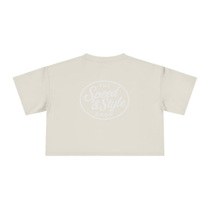 White Logo Crop Top Tee