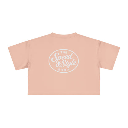 White Logo Crop Top Tee