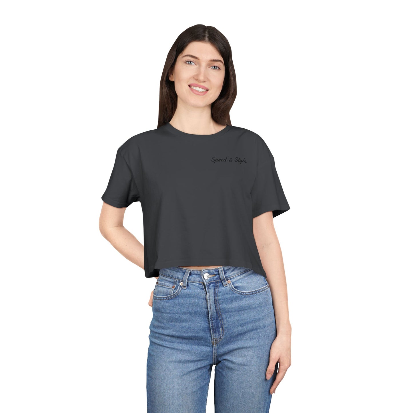 Black Logo Crop Top Tee