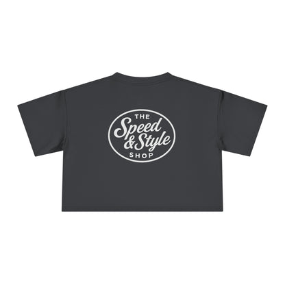 White Logo Crop Top Tee