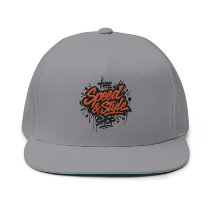 Embroidered Graffiti Logo Flat Bill Hat