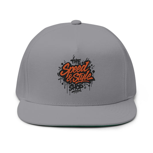 Embroidered Graffiti Logo Flat Bill Hat